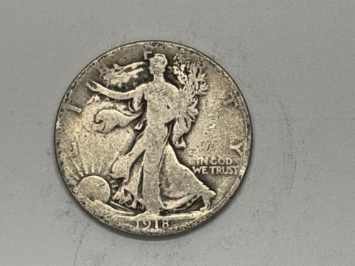 1918 Walking Liberty Half Dollar 90% Silver &ndash; Circulated, Liberty & Eagle Design
