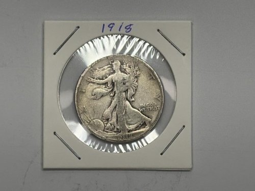 1918 Walking Liberty Half Dollar, 90% Silver, Circulated, Classic U.S. Coin - 3