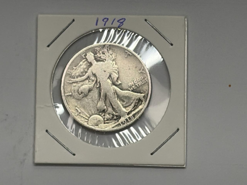 1918 Walking Liberty Half Dollar, 90% Silver, U.S. Mint, Circulated Coin - 3