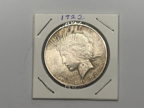 1922 Peace Silver Dollar, Philadelphia Mint, 90% Silver, Anthony de Francisci Design - 3
