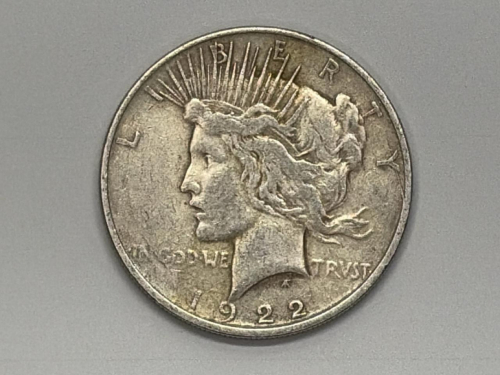 1922 Peace Silver Dollar, USA, 90% Silver, Philadelphia Mint, Circulated