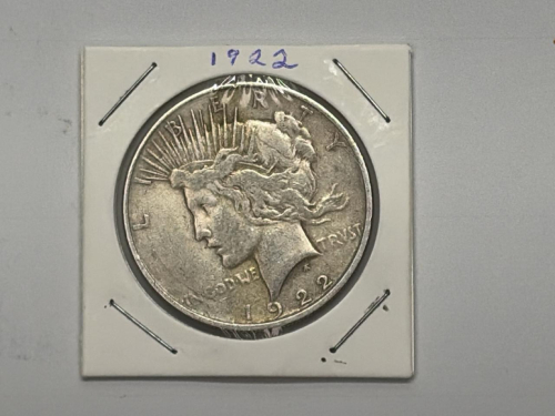 1922 Peace Silver Dollar, USA, 90% Silver, Philadelphia Mint, Circulated - 3
