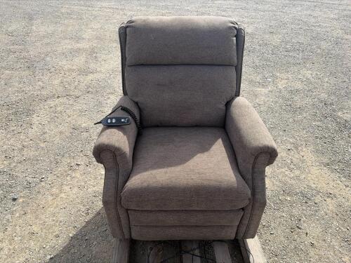 Electric Recliner Chair, Brown Fabric, Wired Remote, 120V