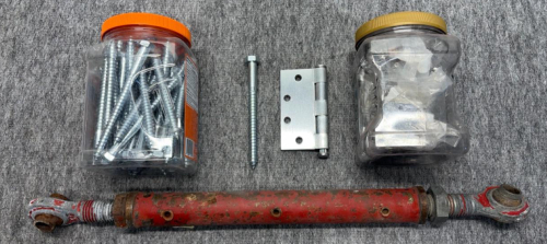 Heavy Duty 4" Door Hinges, 6" Lag Screws, Tractor Top Link, Hardware