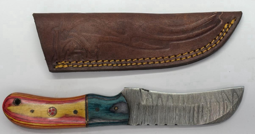 Custom Made 8.6" Fixed Blade Hunting Knife, Damascus Steel Blade!