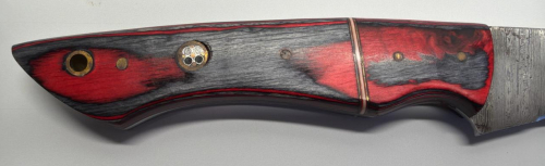 Fixed Blade Knife, 8" Blade, Patterned Wood Handle, Damascus Steel! - 6