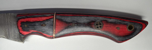 Fixed Blade Knife, 8" Blade, Patterned Wood Handle, Damascus Steel! - 8