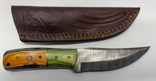 Custom Drop Point Knife, 4.25" Blade, Wood Handle, Damascus Steel!