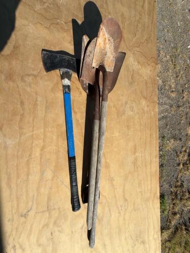Splitting Maul 36" Fiberglass Handle & Two 48" Steel Blade Shovels
