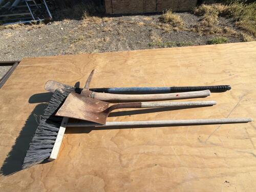 Trenching Shovel, Pickaxe/Mattock & 24" Push Broom Set