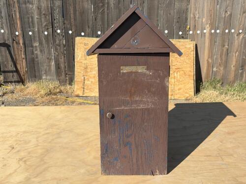 Lockable Wooden Outdoor Utility Cabinet with Key, Shelf, Gabled Roof