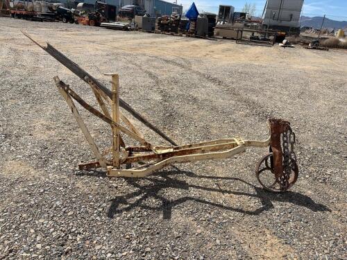 Vintage Walk-Behind Single-Row Cultivator/Plow, Steel Frame