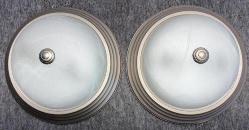 Flush Ceiling Light Fixtures x2,13" Frosted Glass, Brushed Nickel!