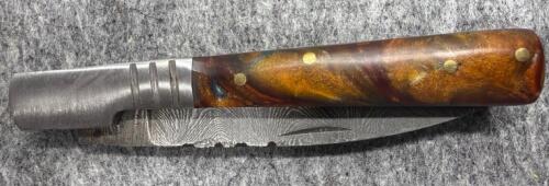Custom Hunting Folding Style Knife, Damascus Steel Blade! - 14