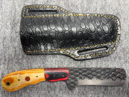 Custom Cleaver-Style Knife, Forged Snakeskin Pattern Textured Blade!