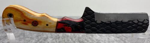 Custom Cleaver-Style Knife, Forged Snakeskin Pattern Textured Blade! - 2