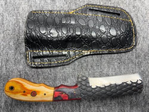 Custom Cleaver-Style Knife, Forged Snakeskin Pattern Textured Blade! - 5