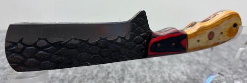 Custom Cleaver-Style Knife, Forged Snakeskin Pattern Textured Blade! - 7
