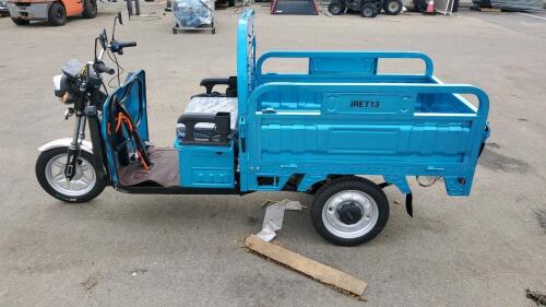 Blue Electric Cargo Tricycle Manual Hydraulic Dump Bed, ***Assembly Required***