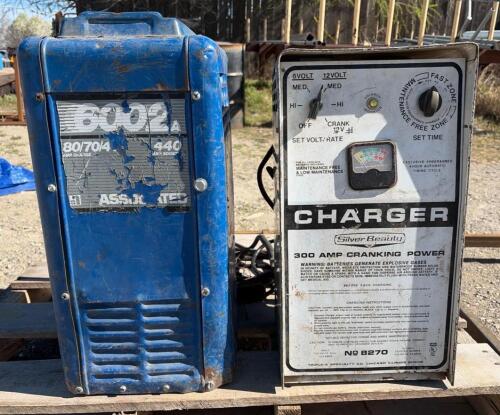Associated Equipment 6002A and Silver Beauty 8270 Heavy-Duty Battery Chargers - needs repairs or use for parts