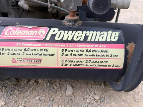 Coleman Powermate 4.6 HP Honda GX160 Gas-Powered Air Compressor, 4 Gallon, 6.9 CFM @ 40 PSI, 125-155 PSI Portable Twin Tank - 7