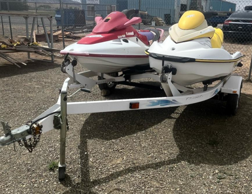 Sea-Doo GTI RFI & Kawasaki 900 STX PWCs with ShoreLand&rsquo;r Dual Trailer