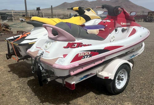 Sea-Doo GTI RFI & Kawasaki 900 STX PWCs with ShoreLand&rsquo;r Dual Trailer - 2
