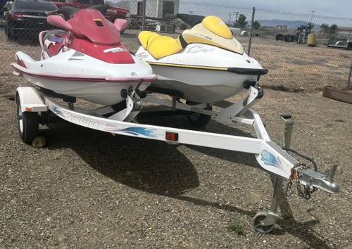 Sea-Doo GTI RFI & Kawasaki 900 STX PWCs with ShoreLand&rsquo;r Dual Trailer - 3