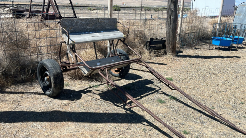 Full size horse buggy two wheel cart with full size horse harness