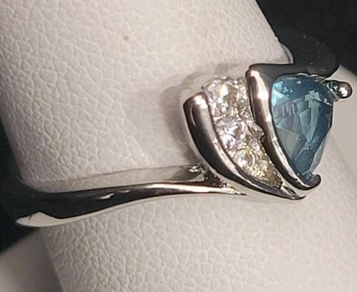 Aquamarine Faceted Trillion Cut Ring, Size 8 - 3