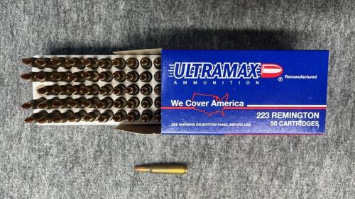 (2) Boxes Of (50) Ultramax .223 Remington 55gr Remanufacture Ammunition