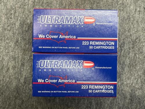 (2) Boxes Of (50) Ultramax .223 Remington 55gr Remanufacture Ammunition - 2