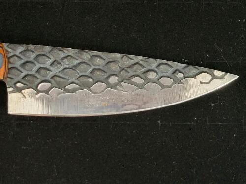 Custom Fixed Blade Knife, Sculpted Patterned Blade, Multi-Color Layered Handle - 3