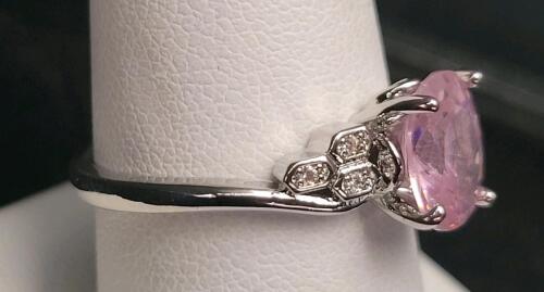 Pink Kunzite Faceted Oval Cut .925 Ring, Size 8 - 2
