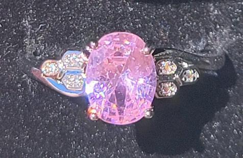 Pink Kunzite Faceted Oval Cut .925 Ring, Size 8 - 5