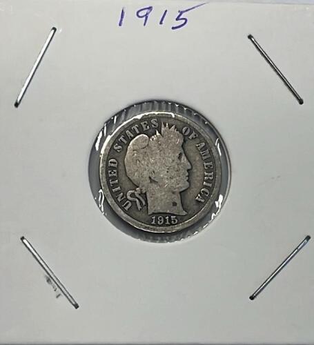 1915 Barber Silver Dime In Protective Case