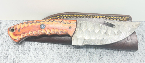Damascus Steel Gut Hook Knife