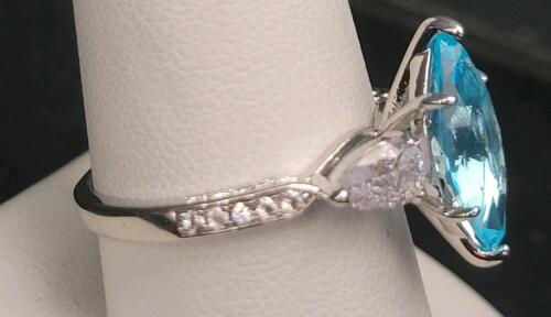 Blue & White Topaz Mystic Cut .925 Ring - 2