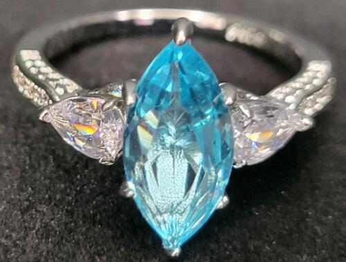 Blue & White Topaz Mystic Cut .925 Ring - 3