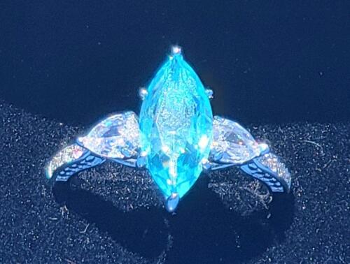 Blue & White Topaz Mystic Cut .925 Ring - 5
