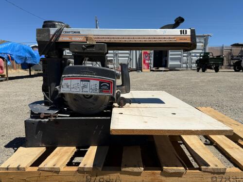 Sears Craftsman Radial Arm Saw, 2.5 HP Motor, Mounted Table, Vintage Woodworking Tool
