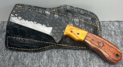 Custom Fixed Blade Knife, Sculpted Patterned Blade, Beautiful Leather Sheath