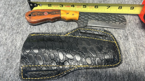 Custom Fixed Blade Knife, Sculpted Patterned Blade, Beautiful Leather Sheath - 2