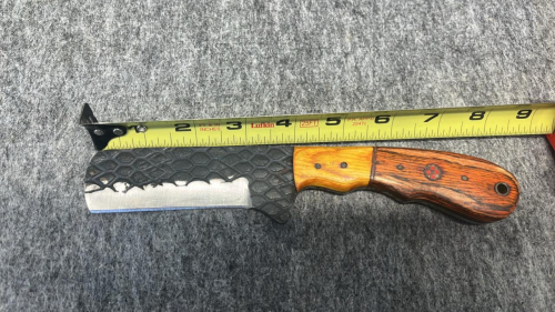 Custom Fixed Blade Knife, Sculpted Patterned Blade, Beautiful Leather Sheath - 3