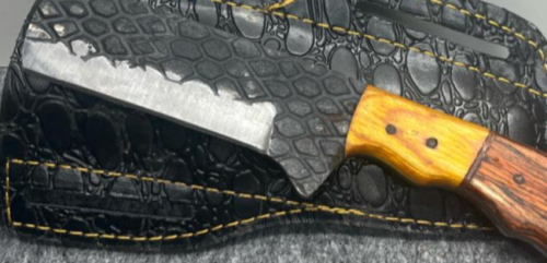 Custom Fixed Blade Knife, Sculpted Patterned Blade, Beautiful Leather Sheath - 4