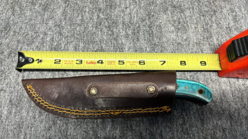 Custom Fixed Blade Knife With Patterned Blade & Leather Sheath - 4