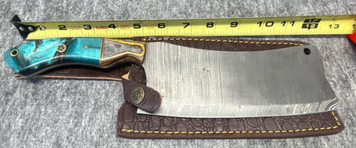 Custom Damascus Cleaver Styler Knife - 2