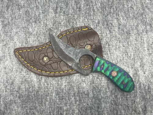 Custom Fixed Blade Knife, Multi-Color Layered Handle, Leather Sheath