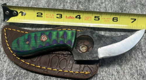 Custom Fixed Blade Knife, Multi-Color Layered Handle, Leather Sheath - 2