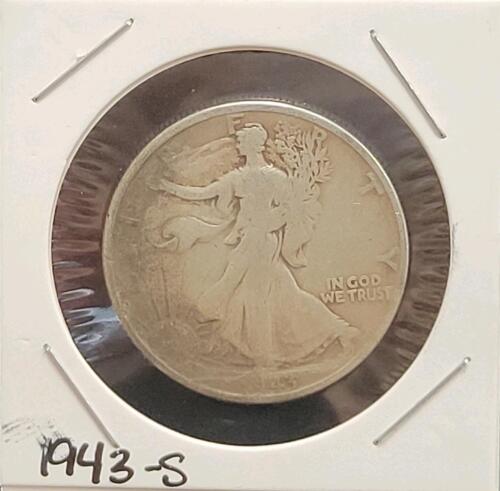 1943-S Walking Liberty Half Dollar, San Francisco Mint, 90% Silver, Circulated, 13.45M Mintage